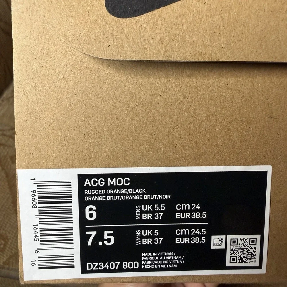 Nike ACG MOC Ruggeg Orange / Black DZ3407 800 Men's Size 6 Women's 7.5 Clean!